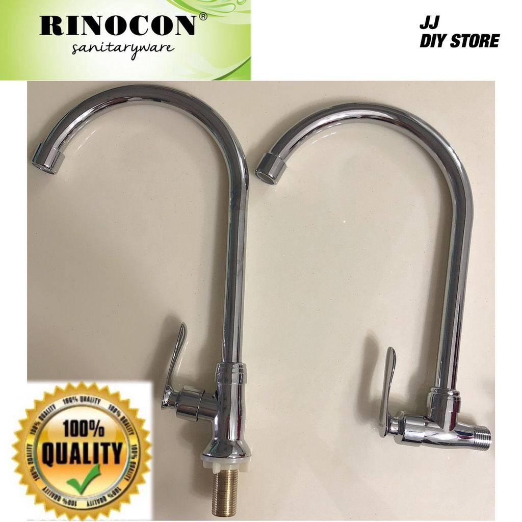 RINOCON High Quality Chrome Brass Kitchen Sink Water Tap Wall Pillar Shopee Malaysia