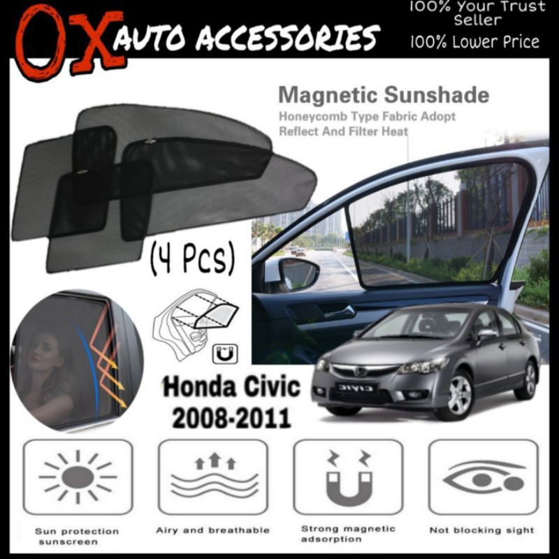 Custom Sun Shade For Honda Civic Sedan 2006-2011 – Rear Windshield Privacy, Foldable