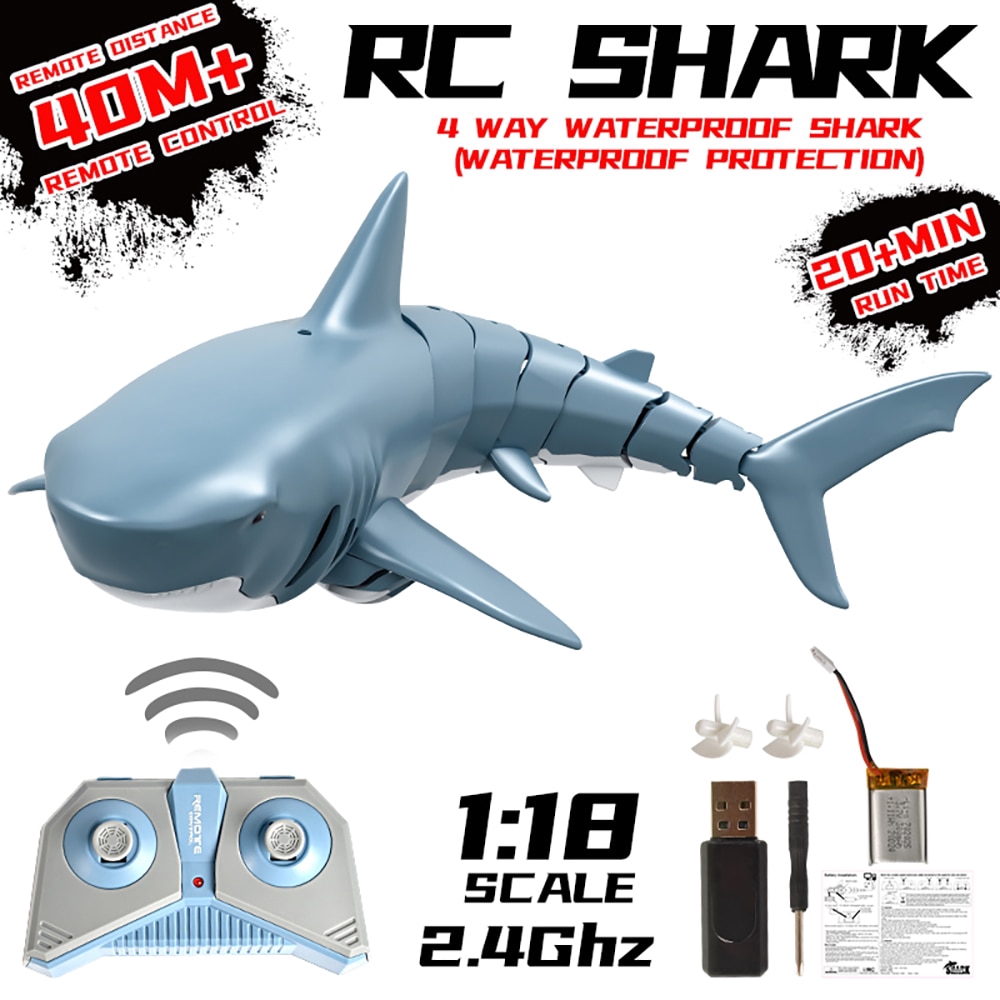New Remote Control Shark 2.4G Electric Simulation RC Fish Rechargeable ...