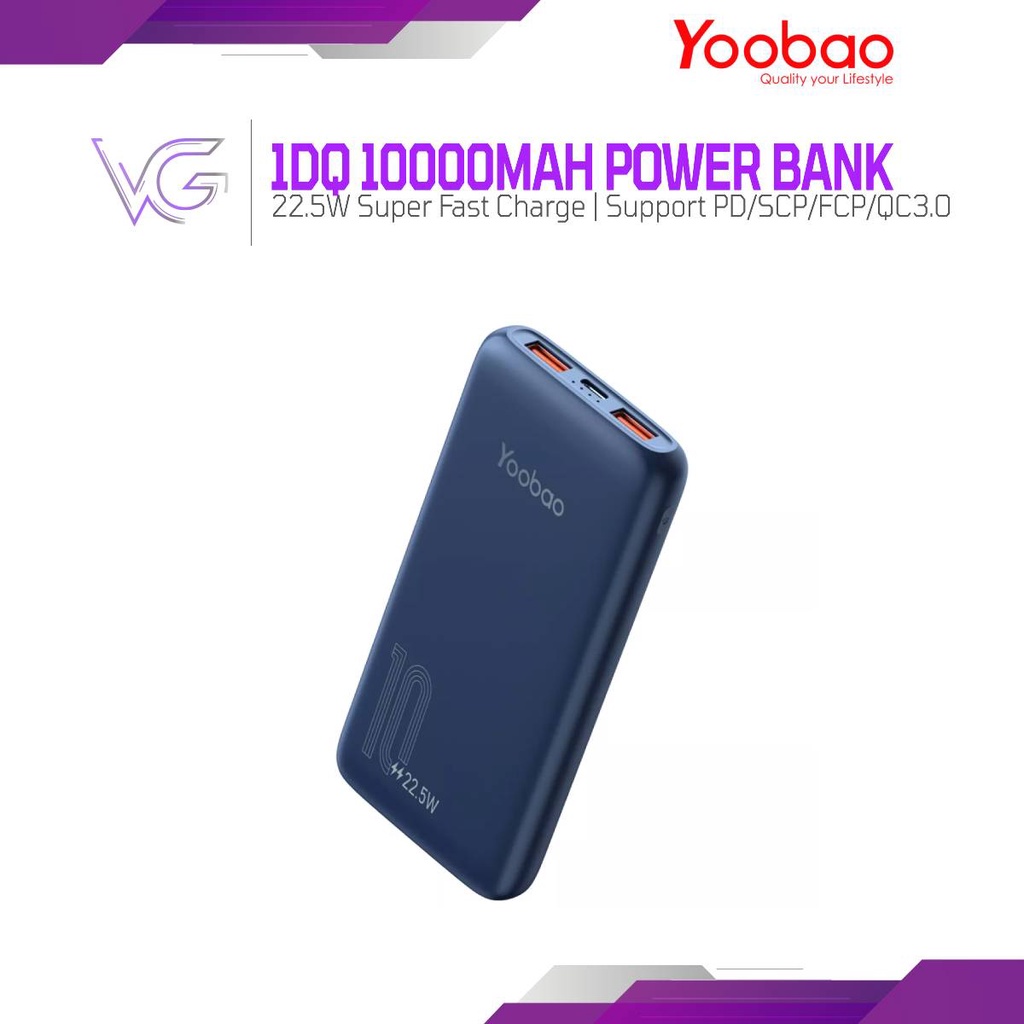 Yoobao D10Q 10000mAh 22.5W Super Fast Charge Slim Power Bank Support PD