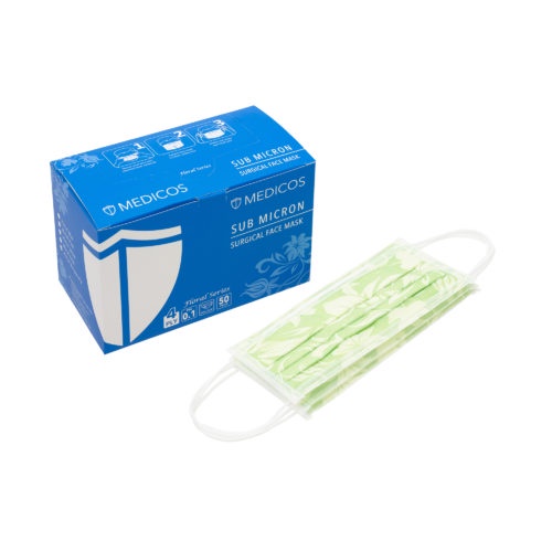 MEDICOS Sub Micron Surgical Face Mask 4ply (Floral Green) 50's | Shopee ...
