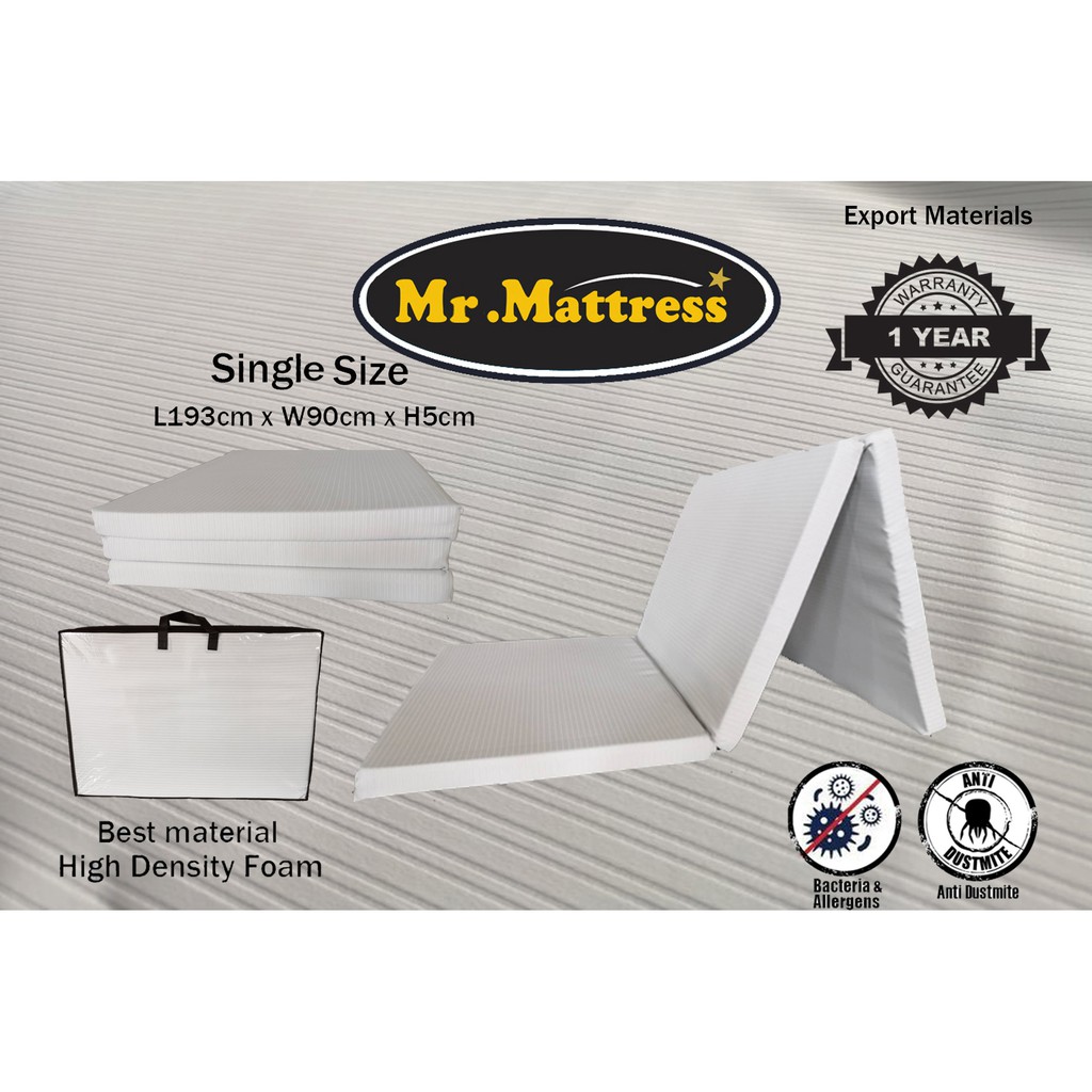 *Ready Stock* High Density Foam Tough cloth 2 inch Foldable Mattress