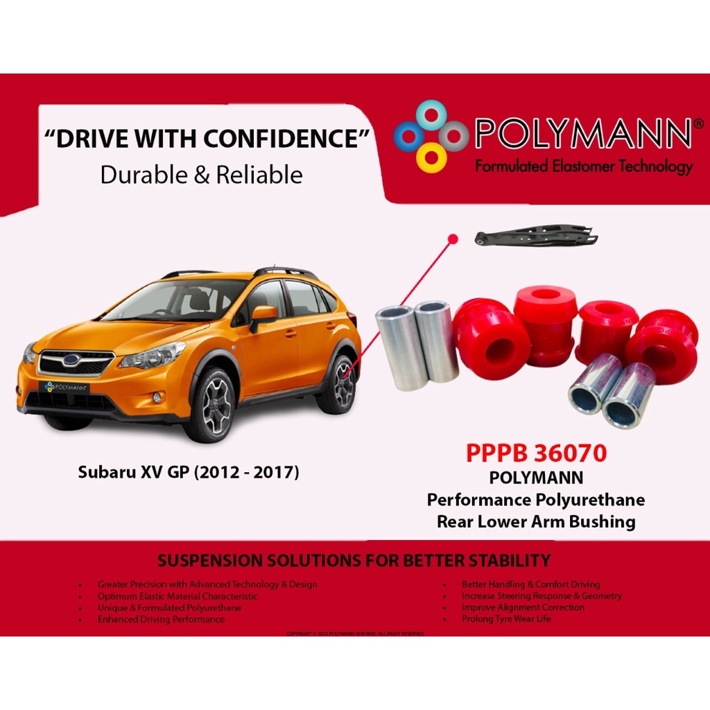 Polymann Subaru XV GP (2012 - 2018) REAR Lower Arm Polyurethane ...