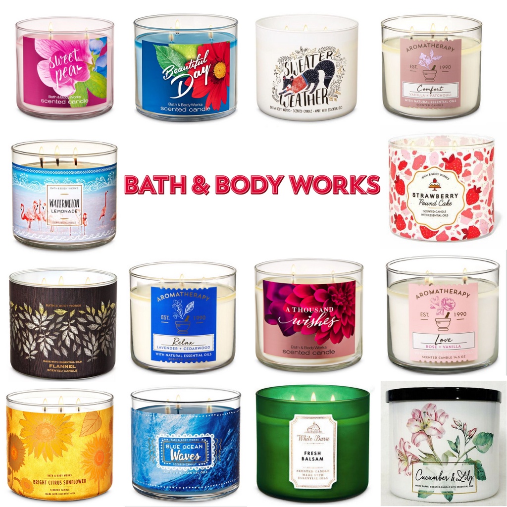 Original/Authentic Bath & Body Works/White Barn 3Wick Candle Shopee