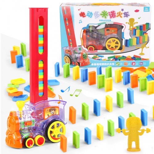 Domino Train Blocks Electric Toy Set Domino Blocks Set Train Model with ...