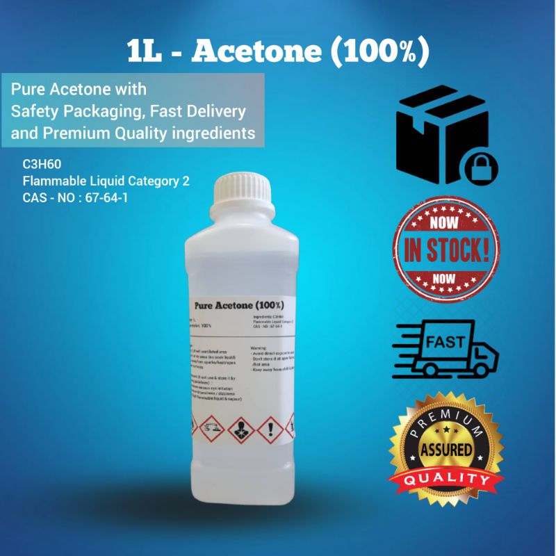 (1L)Acetone 100 Super Glue, Paint, Nail Polish Remover (Ready Stock
