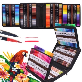 72 Dual Brush Marker Pen Set with Zipper Pack, Fine and Brush Tip Artist Colored  Markers for Kids, Watercolor Markers for Coloring Books Drawing 