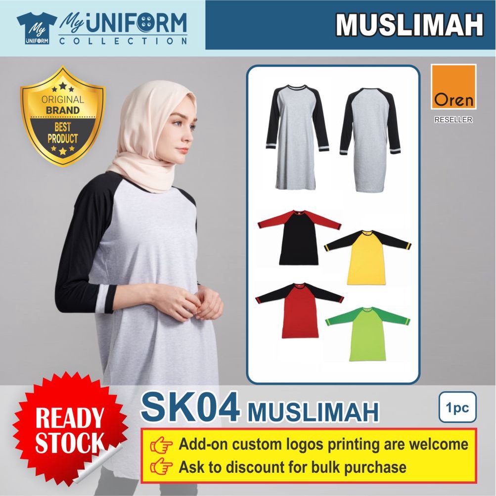 T shirt muslimah outlet oren sport