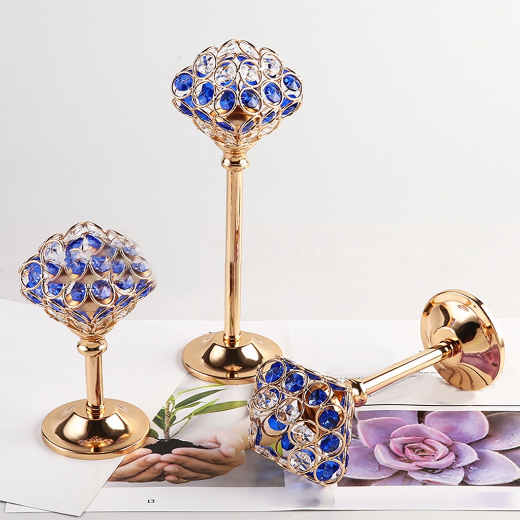 SimpleloveCrystal Iron Wedding Golden Candle Holder Offices Decor