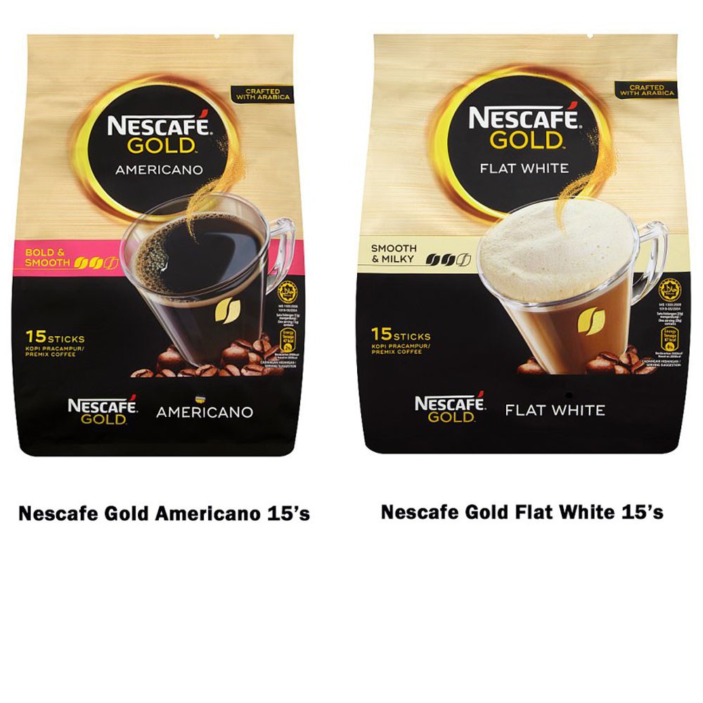 Nescafe Gold Premix Coffee (Flat White / Americano) (15's x 20g/12g