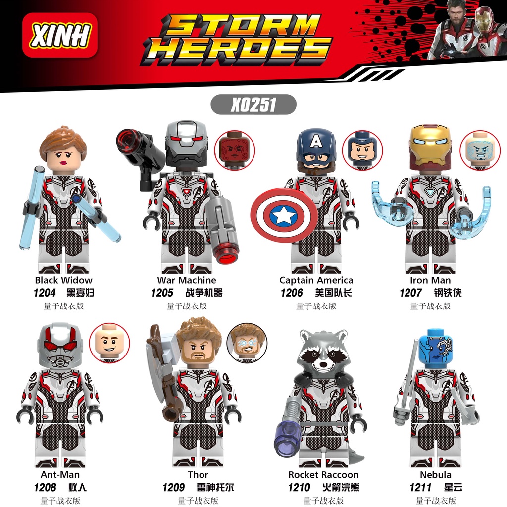 X0251 Avengers Endgame 2019 Quantum Realm Suits black widow war machine captain america iron m Minifigure building block