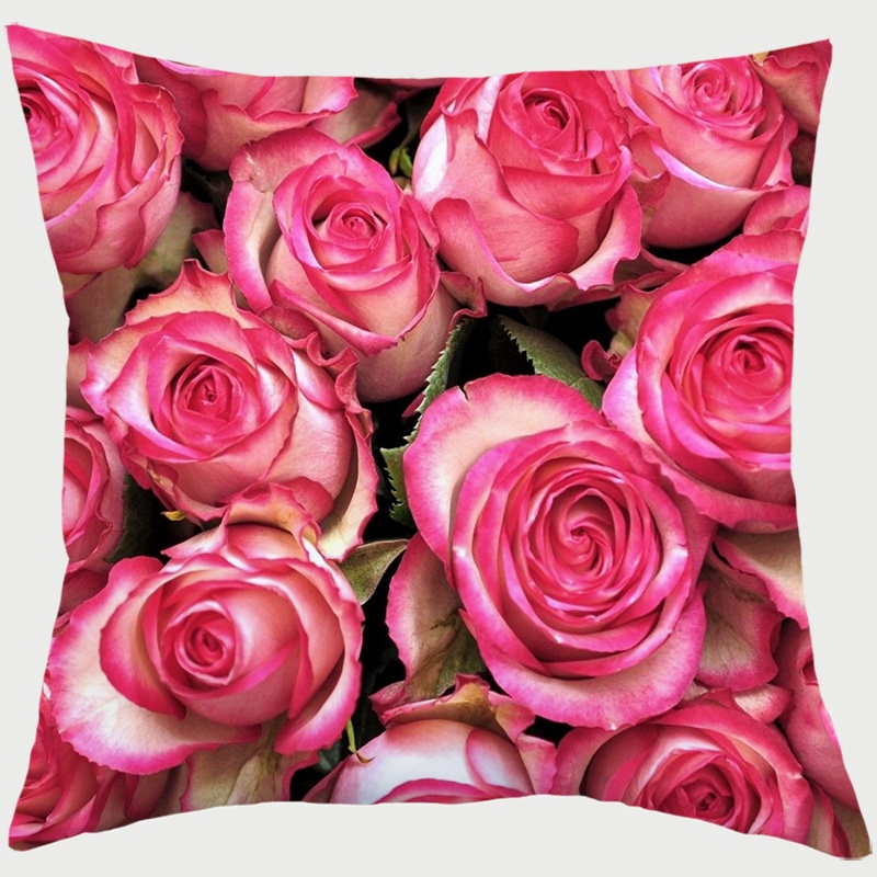 Sofa Cushion Pillow Cover Romantic Valentine Day Heart Red Rose Flower