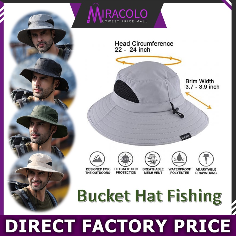 MIRA Topi Super Wide Brim Fishing Sun Hat Safari UPF50+ Bucket Boonie ...