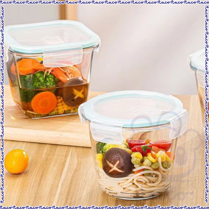 ITACO Tall Deep High Borosilicate Soup Glass Container Microwave Glass