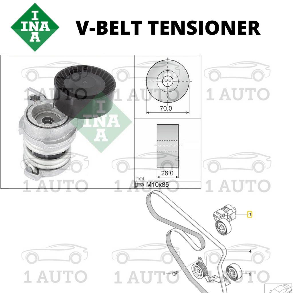 INA GERMANY VBELT TENSIONER BMW N45 N46 ENGINE E87 116i 118i 120i E46