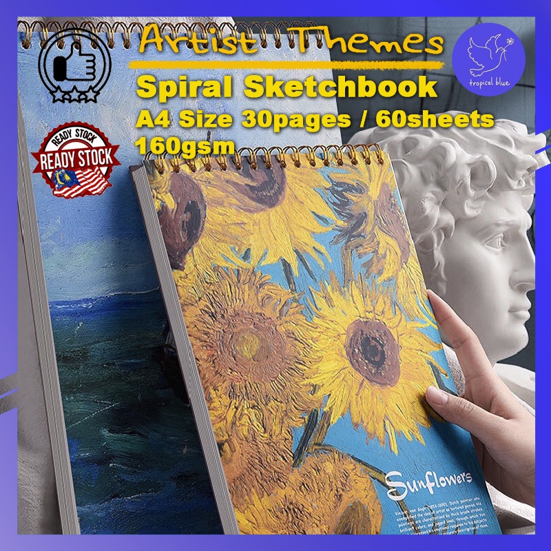 Sketchbook A4 Sketch Pad, Spiral Art Sketch Book 60 Page/ 30