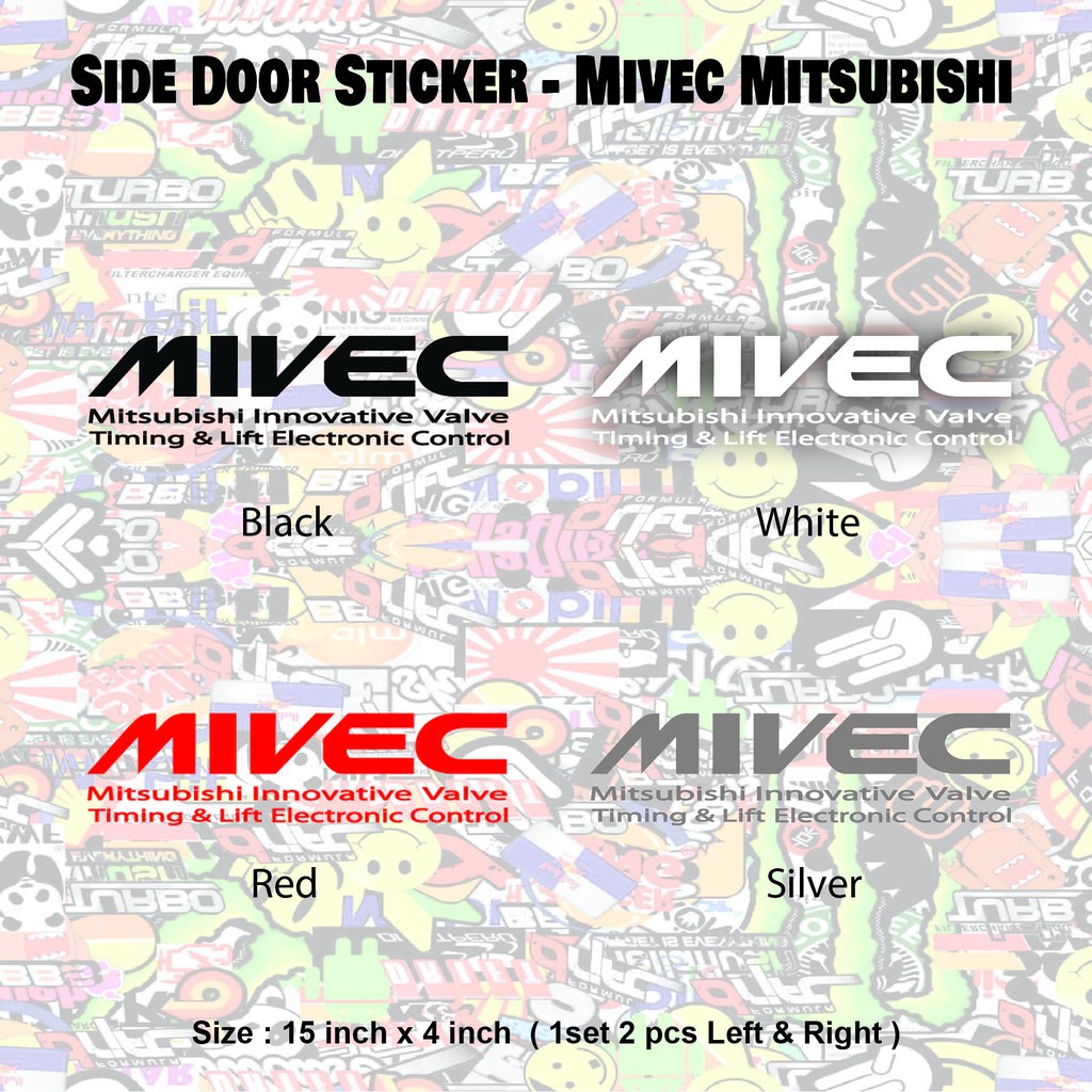 SIDE DOOR STICKER MIVEC MITSUBISHI 1SET COD31 NO 52 | Shopee Malaysia