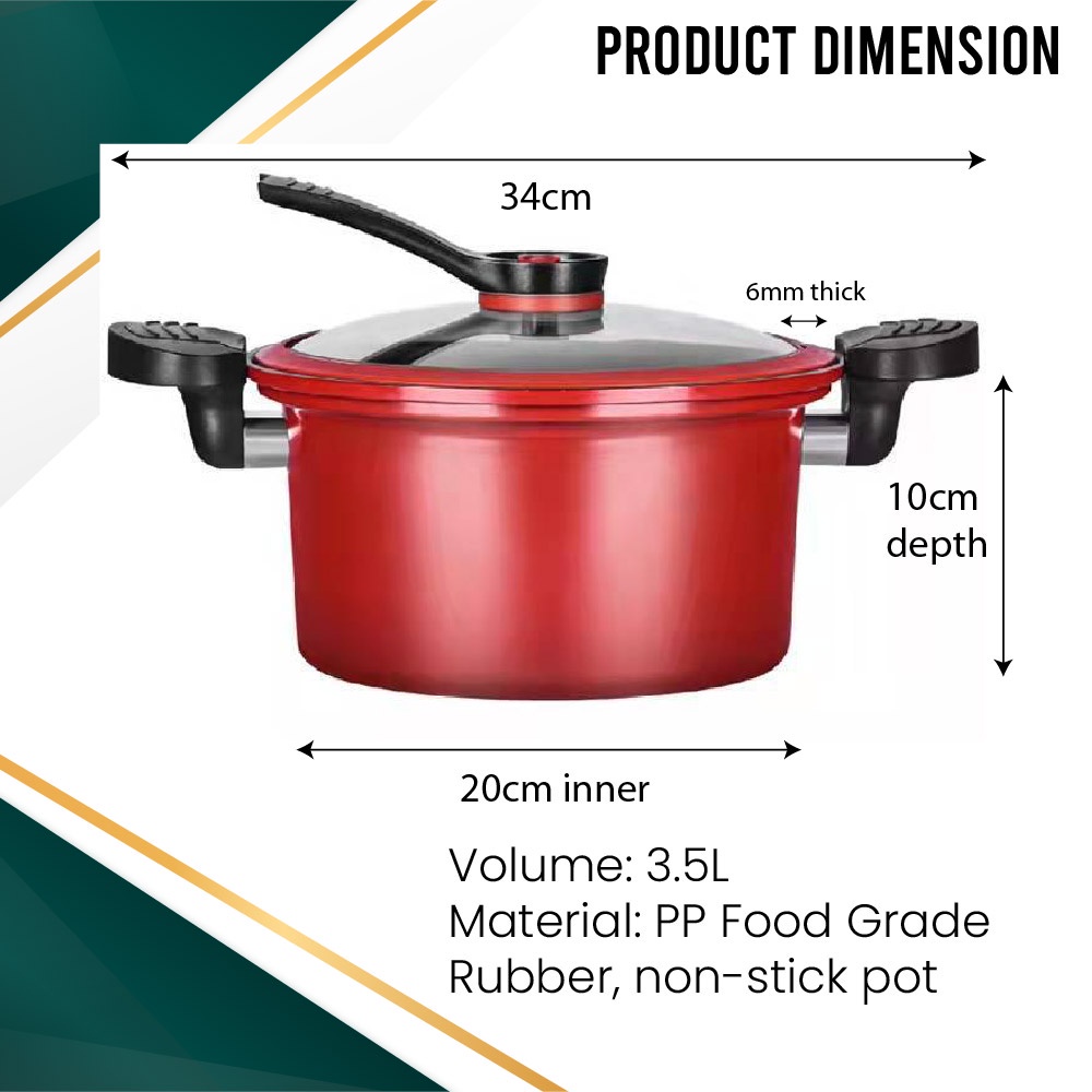 Borong365 3.5L High Quality Non Stick Micro Pressure Cooker Pot ...