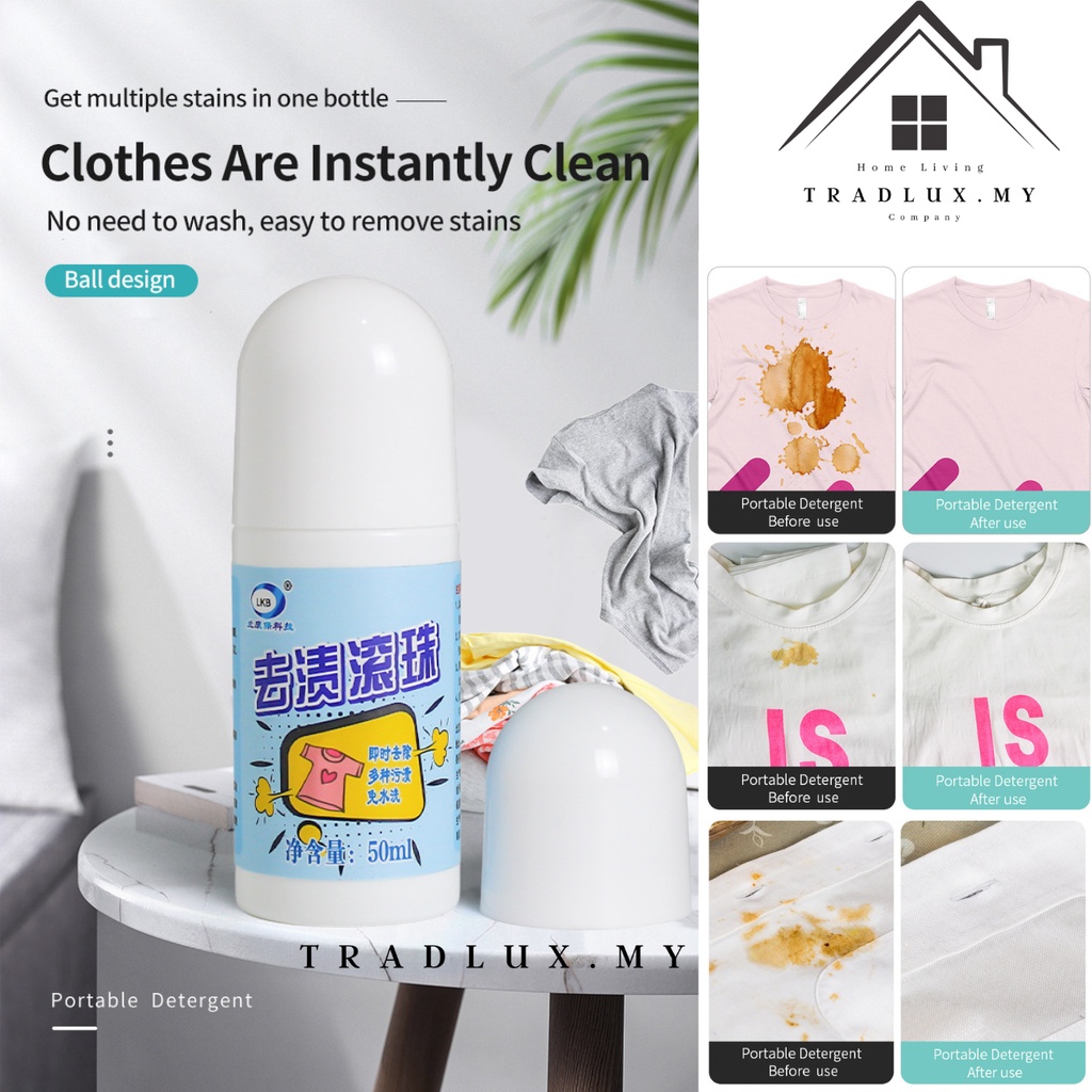 Tradlux 50ML Stain RemoverRoll Bead Design Multipurpose Clothes Cleaner Portable