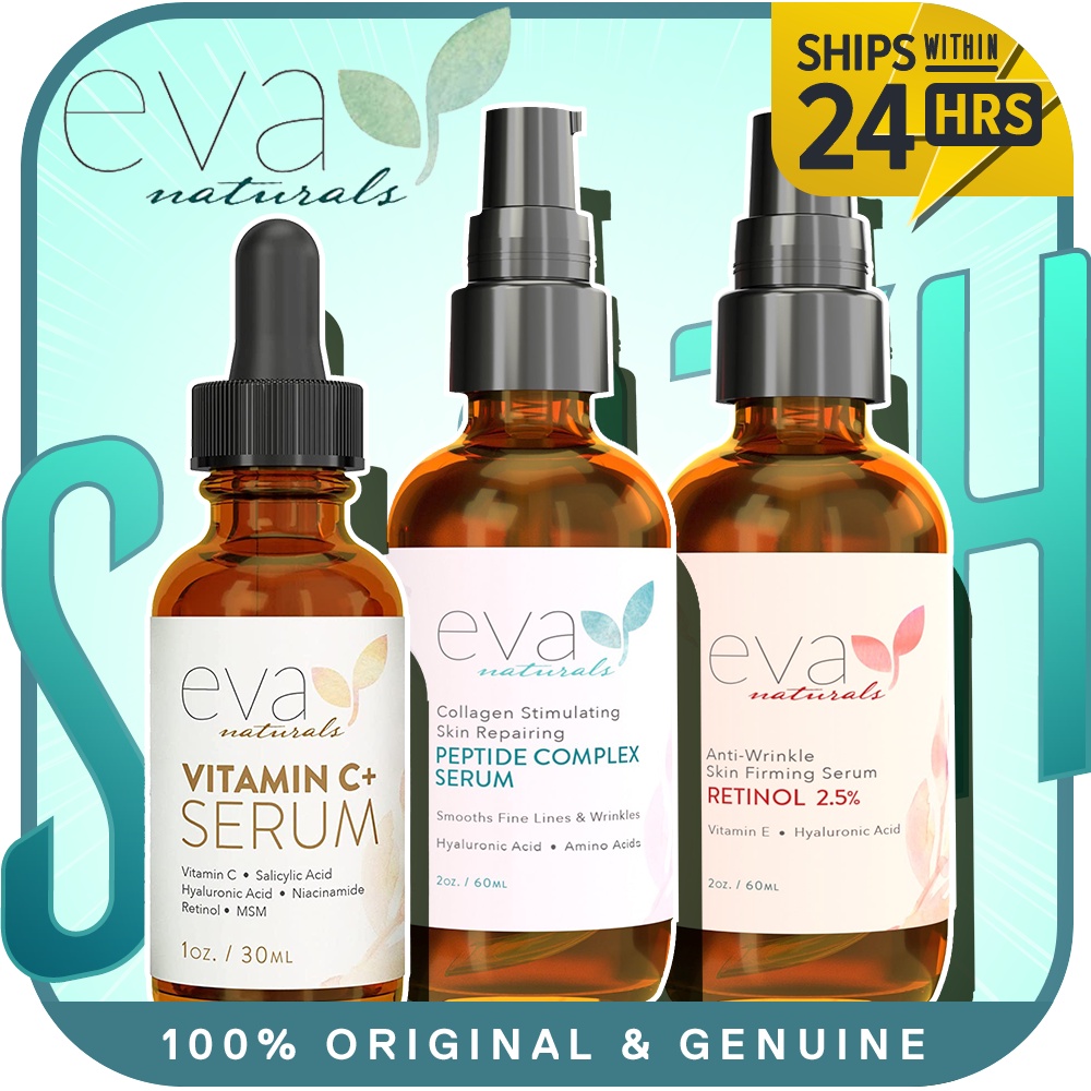 Eva Naturals Vitamin C Serum Plus 2% / Peptide Complex / Retinol 2.5% Serum