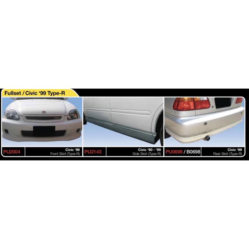 Honda Civic 1999 2000 2001 type r typeR type-r bodykit body kit front ...