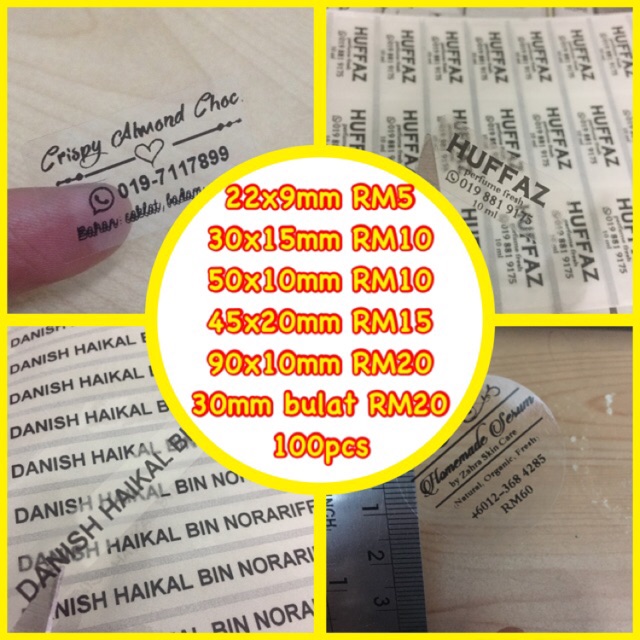 STICKER NAMA @ NAME STICKER @ INK HITAM @ KALIS AIR @ 100pcs | Shopee ...