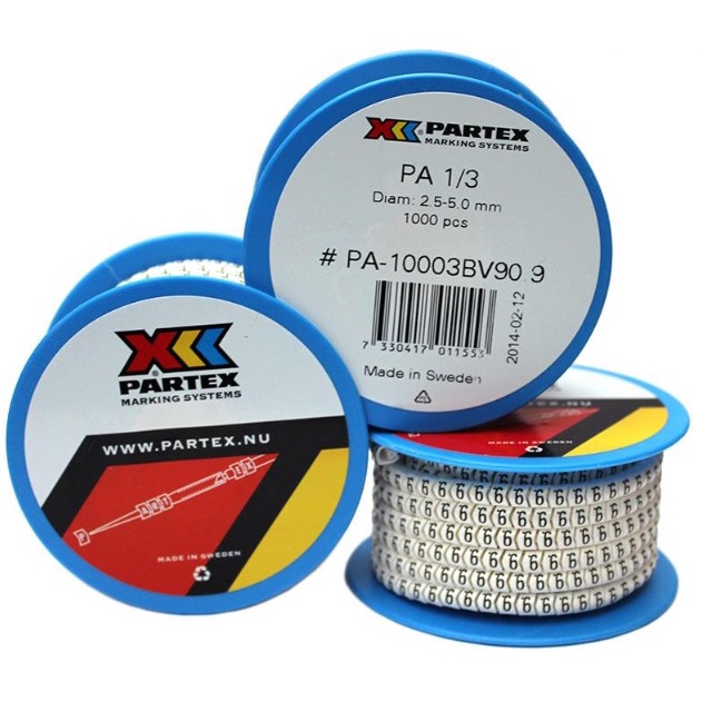 EZIS - Partex PA1/3 Cable Ferrule, Black on White, 1000pcs/Roll, Cable ...