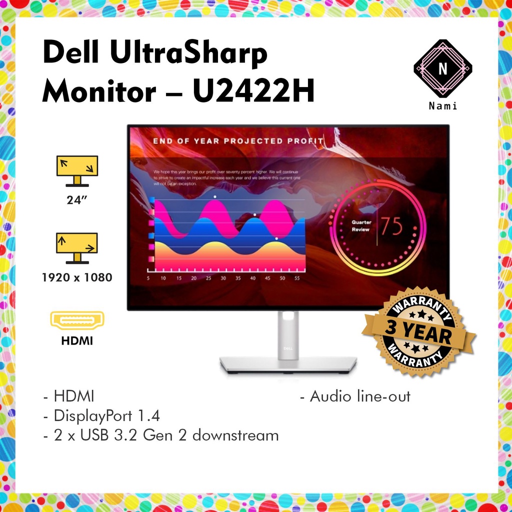 Dell U2422H 24" FHD UltraSharp (1920 X 1200) 5MS IPS LED Monitor (HDMI ...