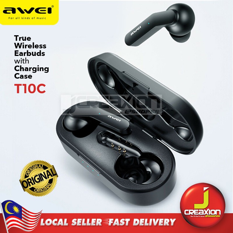 AWEI T10C TWS Bluetooth 5.0 Earphone Headphone Intelligent Touch Control with Charging Case