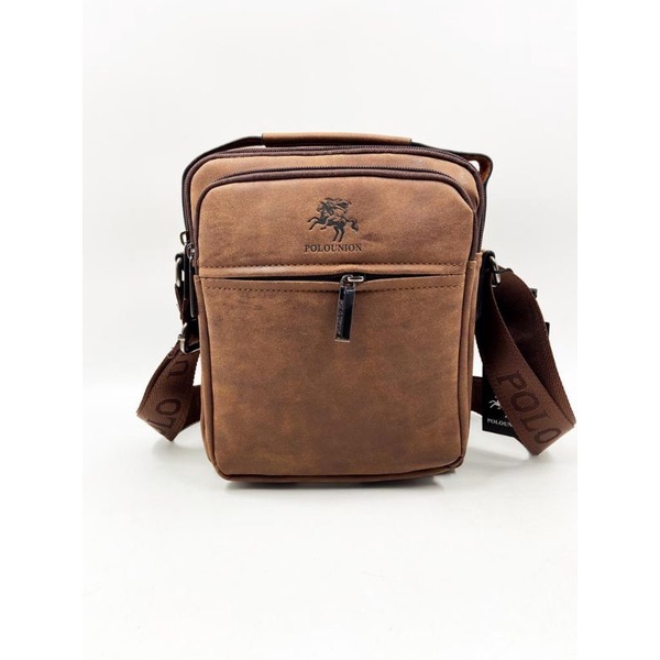 Original PoloUnion Crazy Horse Leather Men's Messenger Bag Travel