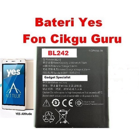 Yes Altitude M631 battery Yes battery Fon Cikgu Guru Lenovo A6000 BL242 ...