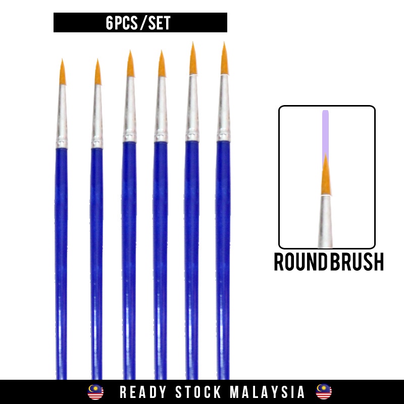 VC Art 6pcs/10pcs Nylon Brush Set Economy Beginner Halal Flat Brush