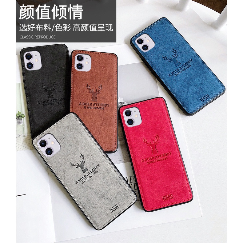 Denim case for iphone 11pro max with deer engraved with real