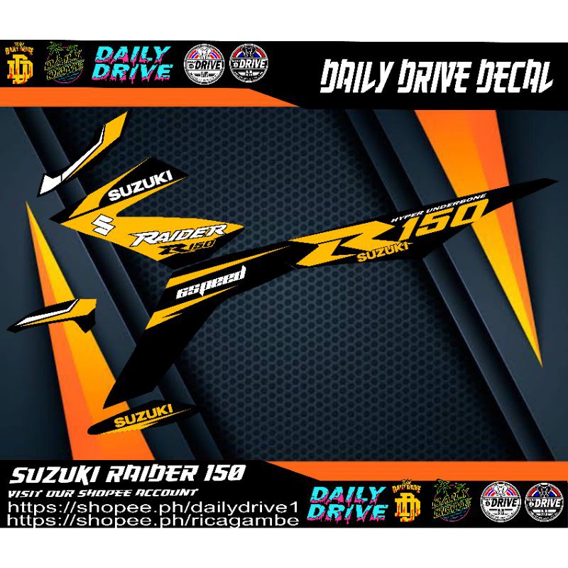 Suzuki Raider 150 Fi Decal Sticker ( yellow and black design) | Shopee ...