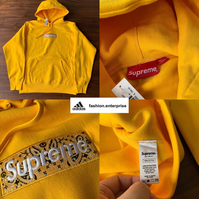 Yellow Supreme Bandana Box Logo Hooded Sweatshirt