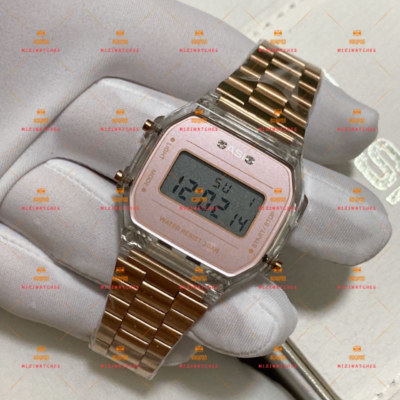 CAS Classic Design A168 Rose Gold Transparent New Jam Tangan