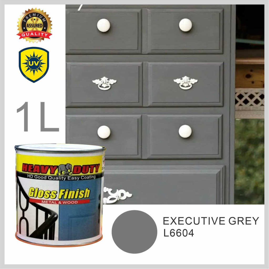 1 LITER ( L6604 Executive Grey ) HEAVY DUTY High Gloss Finish Paint ...