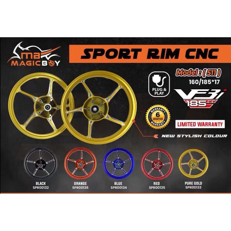 SPORT RIM CNC 511 VF3I 160/185*17 (MAGIC BOY) | Shopee Malaysia