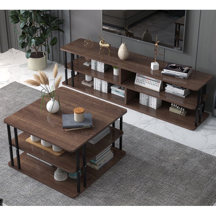 2 Layer Coffee Table Side Table Small Table With Marble Strap Surface ...