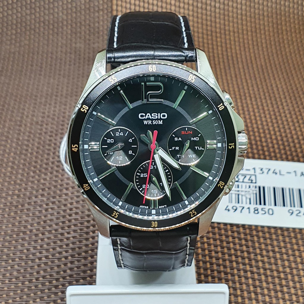 Casio MTP-1374L-1A Enticer Series Standard Analog Leather Strap Round ...