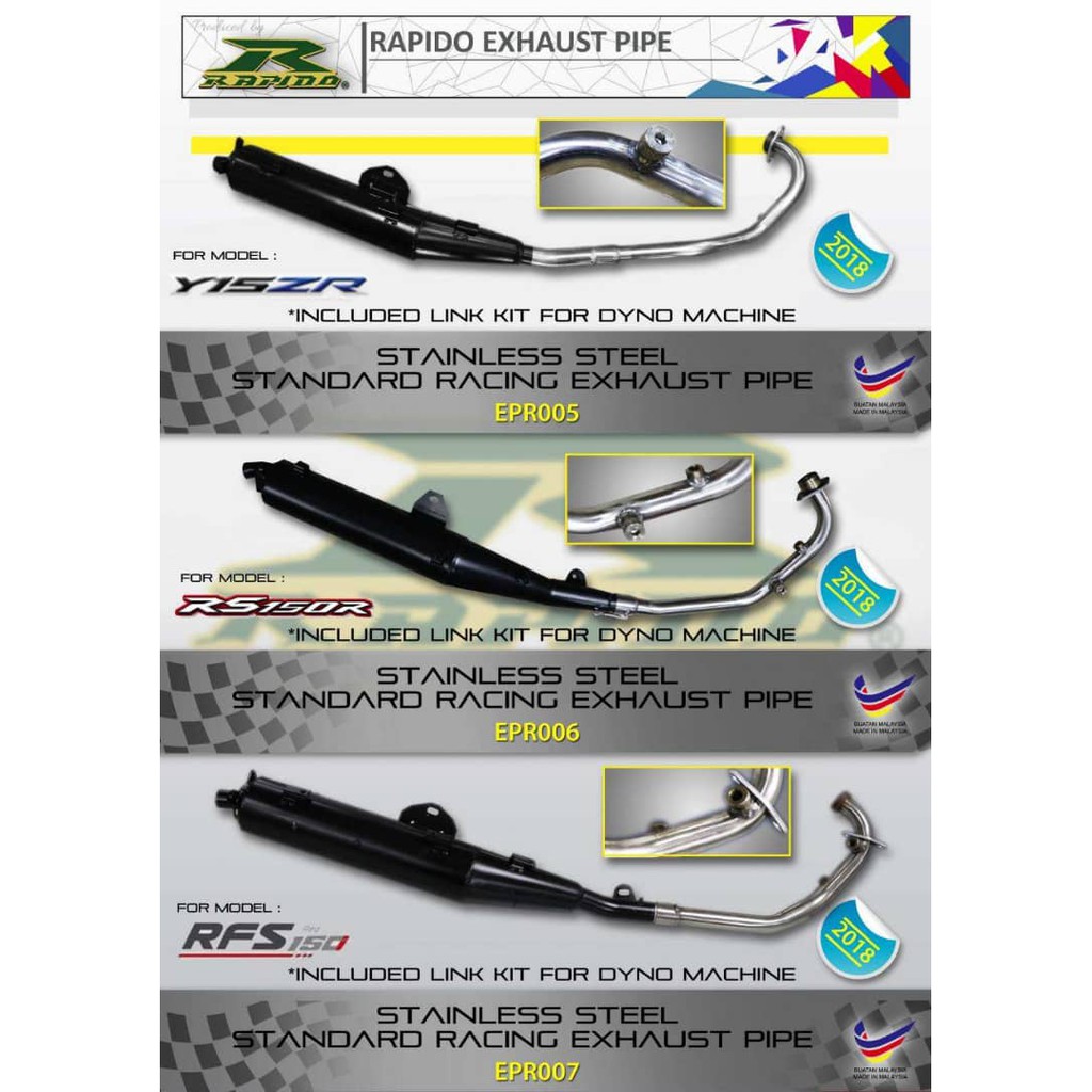 Rapido Stainless Steel Standard Racing Exhaust Pipe | Shopee Malaysia