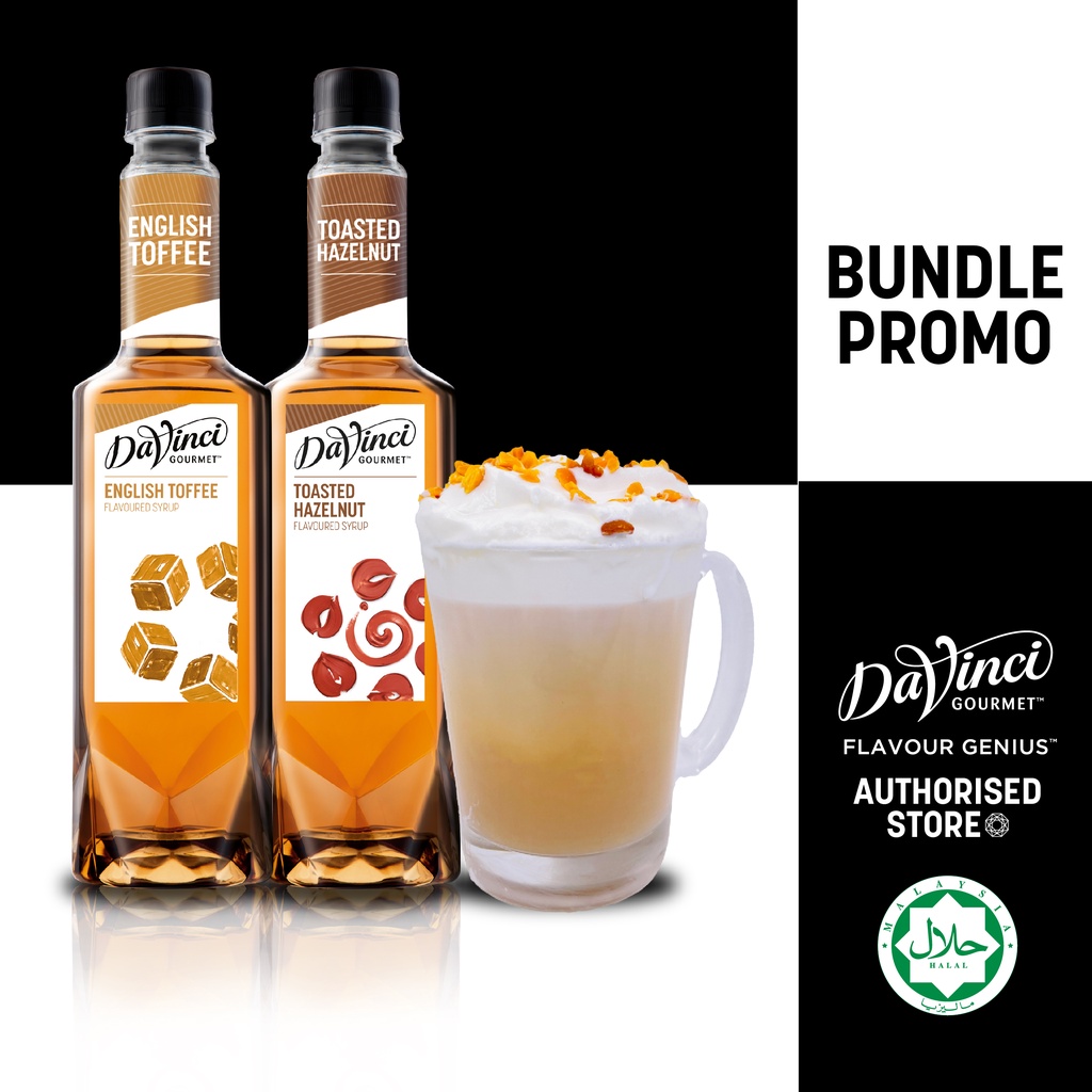 DaVinci Gourmet Festive Bundle Toffee Nut Cafe Latte (English Toffee Syrup + Hazelnut Syrup