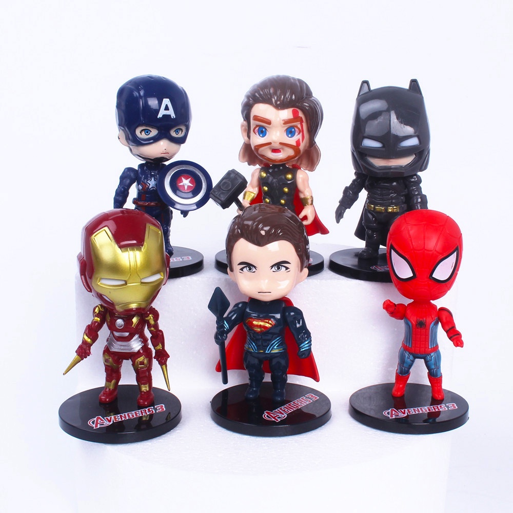 6Pcs/Set Disney Marvel Movie The Avengers Q Version Spider-Man Thor ...