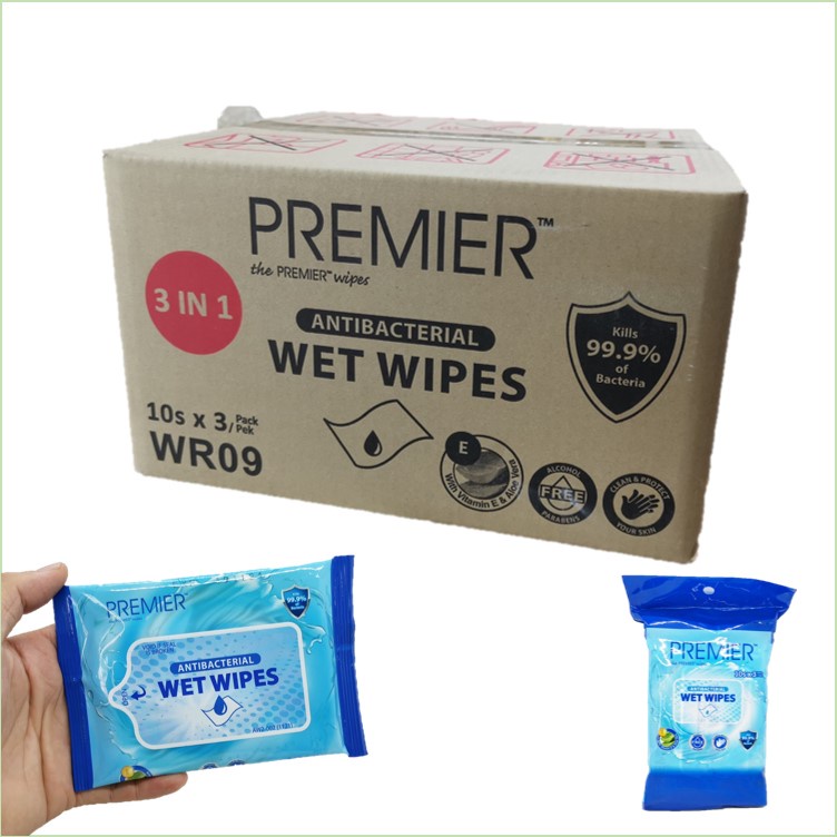 Premier Antibacterial Wet Wipes / Sanitizing Wipes (10 Sheets x 72