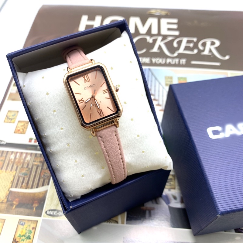 Women rosegold rectangle analog watch small size Roman numerals Free ...