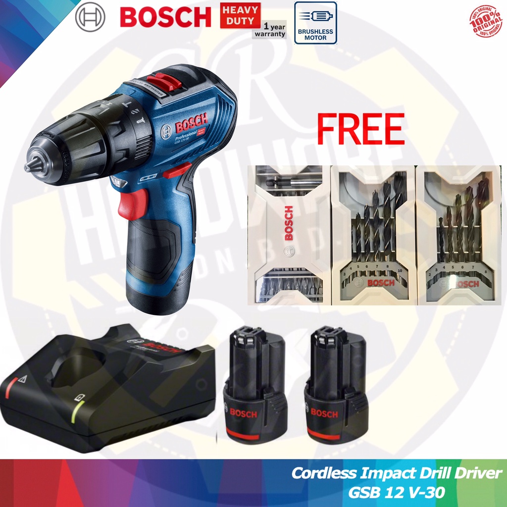 Bosch GSB 12V-30 akkus ütvefúró-csavarozó 12 V | 18 Nm/30 Nm | 1 - 10