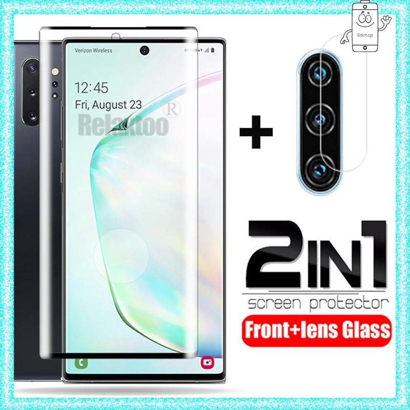 2 IN 1 Tempered Glass Samsung Galaxy Note 10 plus Screen Camera