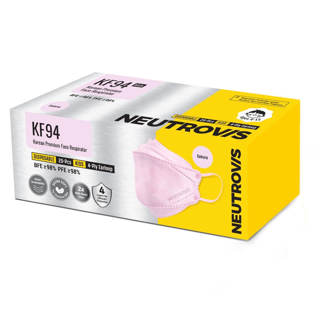 Neutrovis Mask KF94 (KIDS) SAKURA Korean Premium Face Respirator (20 Pcs) Shopee Malaysia