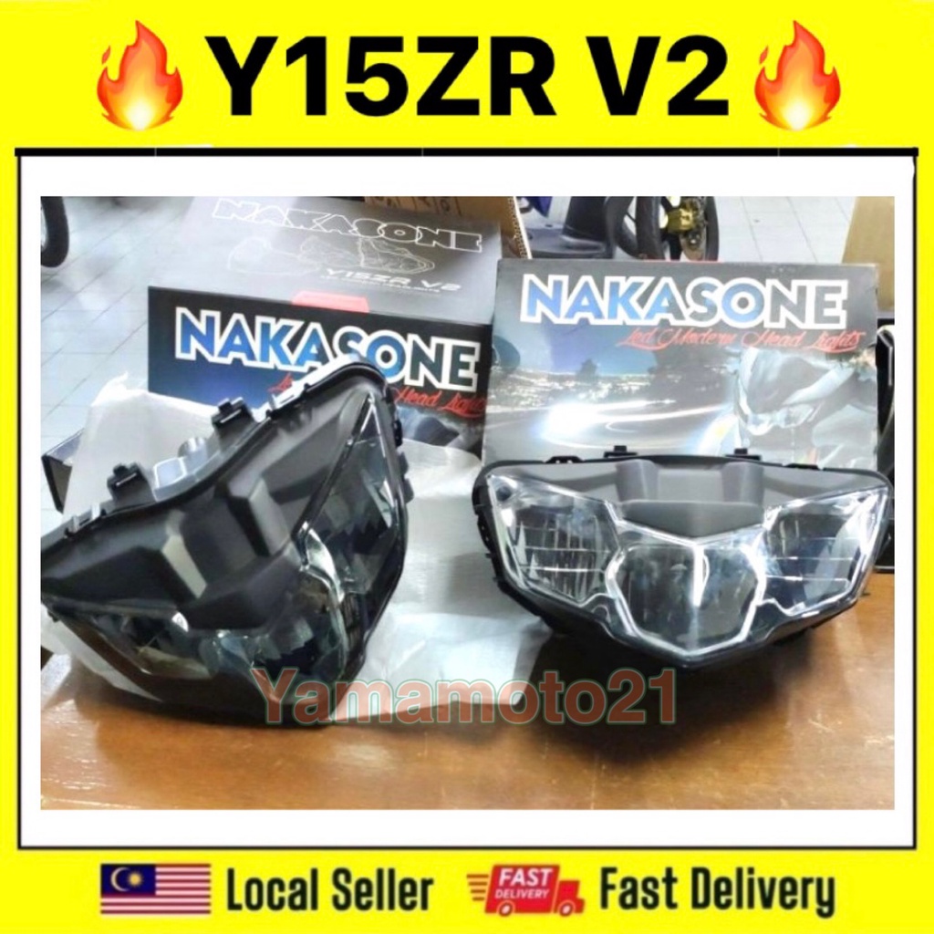 Y15ZR Y15 V2 HEAD LAMP LED (NAKASONE) CHROME TINTED SMOKE YSUKU V2