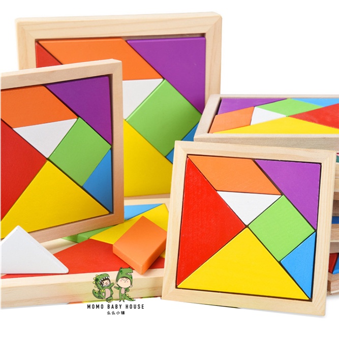 Colorful Wooden Tangram Puzzle Jigsaw Early Educational Learning Toys ...